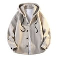 thumbnail image 1 of Mrmaere Men's Hooded Jacket Button-Front Adjustable Drawstring Soft Warm Outerwear for Daily & Leisure Beige L, 1 of 8