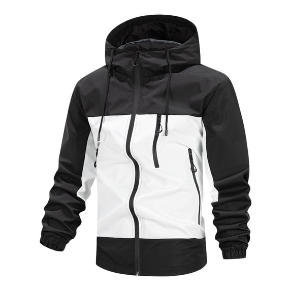 Mrmaere Men's Hooded Jacket Color- Adjustable Drawstring Water- Stylish Outerwear for Daily & Outdoor Black L