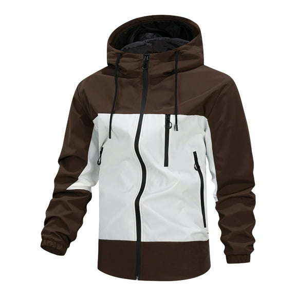 Mrmaere Men's Hooded Jacket Color- Adjustable Drawstring Water- Stylish Outerwear for Daily & Outdoor Coffee S