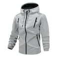 thumbnail image 1 of Mrmaere Men's Hooded Jacket Multi-Pocket Adjustable Drawstring Water- Outerwear for Outdoor & Daily Gray S, 1 of 3