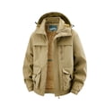 thumbnail image 1 of Mrmaere Men's Hooded Jacket Multi-Pocket Lined Fabric Warm Outerwear for Outdoor & Daily Khaki L, 1 of 7