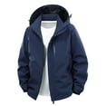 thumbnail image 1 of Mrmaere Men's Hooded Jacket Windproof Fabric Full-Zip Functional Stylish Outerwear for Daily & Outdoor Dark Blue XXL, 1 of 8