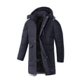 thumbnail image 1 of Mrmaere Men's Hooded Long Puffer Coat Multi-Pocket-Lined Warm Jacket for Winter Outdoor & Daily Wear Blue XXXL, 1 of 7