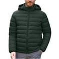 thumbnail image 1 of Mrmaere Men's Hooded Packable Puffer Jacket Lightweight Quilted Warm Insulated Coat for Winter Casual & Travel Wear Army Green L, 1 of 9