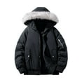 thumbnail image 1 of Mrmaere Men's Hooded Puffer Jacket Faux Warm Stylish Outerwear for Daily & Leisure Wear Black L, 1 of 9