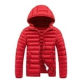 thumbnail image 1 of Mrmaere Men's Hooded Puffer Jacket Full-Zip Horizontal Quilted Lightweight Warm Outerwear for Daily & Cold-Weather Red XXL, 1 of 9