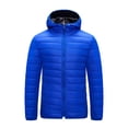 thumbnail image 1 of Mrmaere Men's Hooded Puffer Jacket Full-Zip Quilted Detail Slim- Warm Outerwear for Daily & Casual Blue L, 1 of 9
