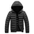 thumbnail image 1 of Mrmaere Men's Hooded Puffer Jacket Quilted Ribbed Hem Warm Outerwear for Daily & Cold-Weather Wear Black L, 1 of 8
