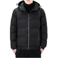 thumbnail image 1 of Mrmaere Men's Hooded Puffer Jacket Zip-Front Warm Casual Outerwear for Winter Daily & Outdoor Wear Black XL, 1 of 9