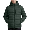 thumbnail image 1 of Mrmaere Men's Hooded Quilted Puffer Jacket Zippered Pocket Warm Insulated Coat for Winter Casual & Outdoor Wear Army Green S, 1 of 8