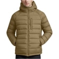 thumbnail image 1 of Mrmaere Men's Hooded Quilted Puffer Jacket Zippered Pocket Warm Insulated Coat for Winter Casual & Outdoor Wear Khaki L, 1 of 8