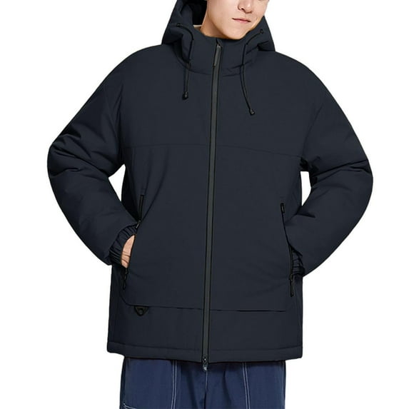 Mrmaere Men's Hooded Zip-Up Jacket Multi-Color Option Casual Warm Outerwear for Daily & Outdoor Wear Black L