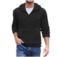 thumbnail image 1 of Mrmaere Men's Hooded Zip-Up Jacket Textured Fleece Soft Warm Outerwear for Daily & Leisure Wear Black S, 1 of 9