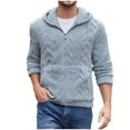 thumbnail image 1 of Mrmaere Men's Hooded Zip-Up Jacket Textured Fleece Soft Warm Outerwear for Daily & Leisure Wear Light Blue XXL, 1 of 9