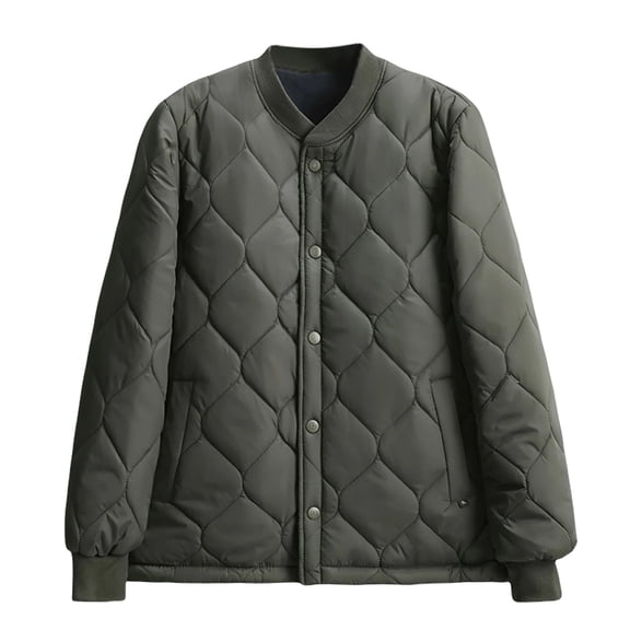 Mrmaere Men's Jacket Diamond Quilted Button-Front Warm Outerwear for Daily & Casual Wear Army Green XL