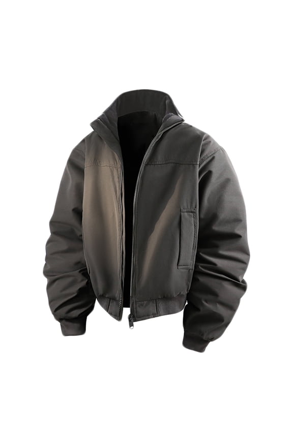 Men's Jacket Full-Zip Structured Stylish Comfortable Outerwear for Daily & Casual Gray L