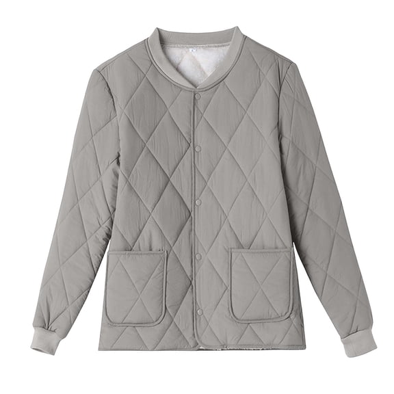 Mrmaere Men's Jacket Quilted Button-Front Warm Outerwear for Daily & Casual Wear Gray XXL
