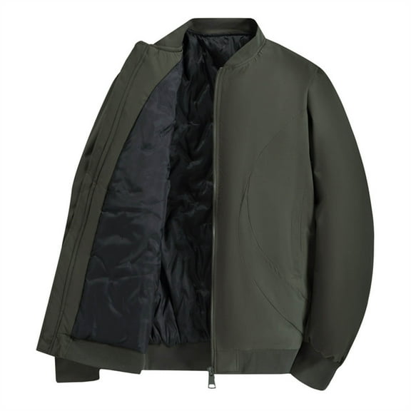 Mrmaere Men's Jacket Stand Collar Lined Fabric Warm Stylish Outerwear for Daily & Casual Army Green XL