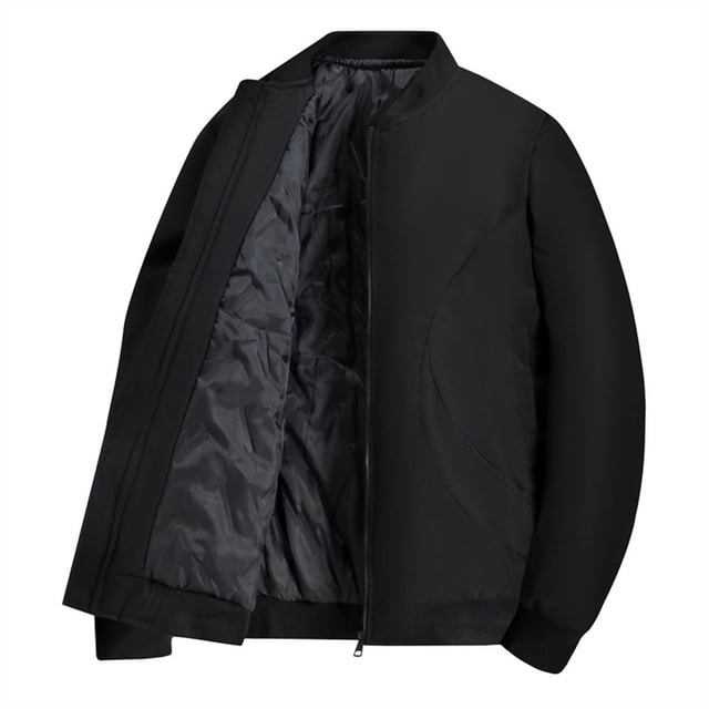 Mrmaere Men's Jacket Stand Collar Lined Fabric Warm Stylish Outerwear for Daily & Casual Black XL