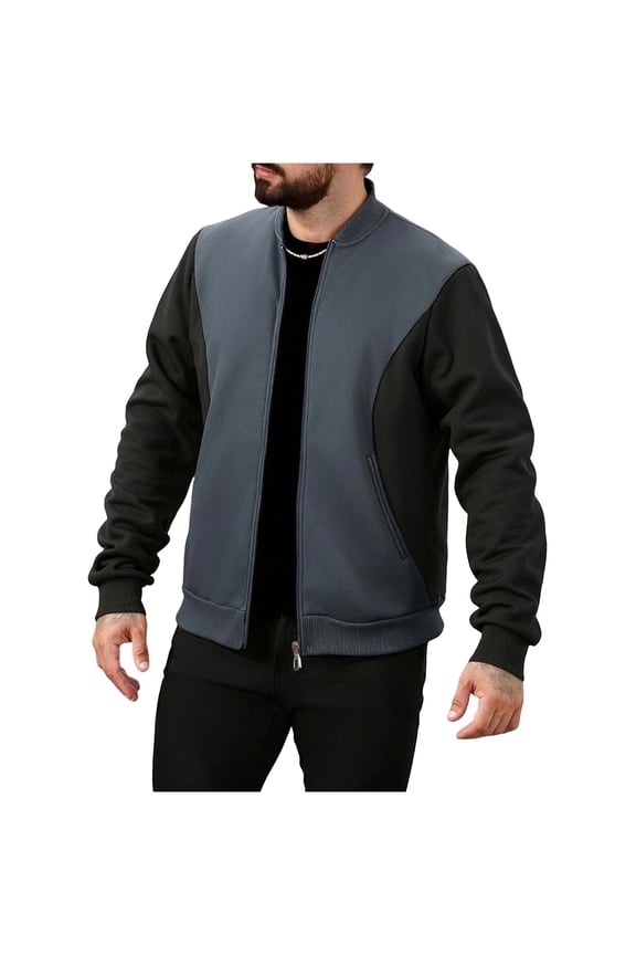 Men's Jacket-Tone Stylish Casual Outerwear for Daily & Leisure Wear Gray S