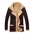 thumbnail image 1 of Mrmaere Men's Lapel Coat Faux Shearling Lining Stylish Warm Outerwear for Daily & Formal Brown M, 1 of 2