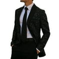 thumbnail image 1 of Mrmaere Men's Lapel Sequin Blazer-Breasted Shiny Stylish Outerwear for Formal & Event Black L, 1 of 7