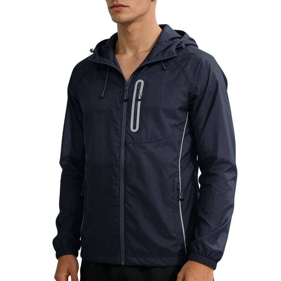 Mrmaere Men's Lightweight UPF 50+ Sun Protection Hooded Jacket Full Zip Long Sleeve Outdoor Travel Coat Black XS