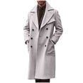 thumbnail image 1 of Mrmaere Men's Long Peacoat Double-Breasted Wide-Lapel Warm Stylish Outerwear for Daily & Formal Gray XL, 1 of 5
