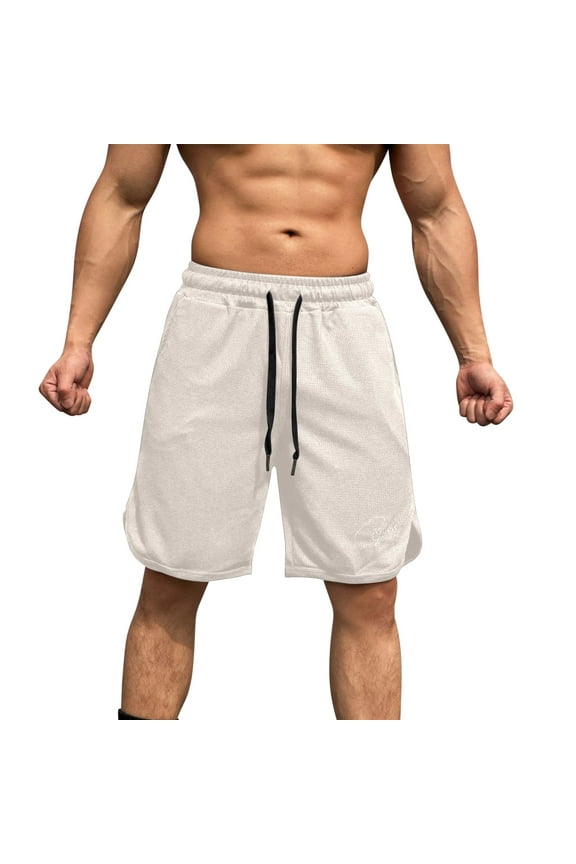 Men's Loose Casual Drawstring Shorts Relaxed Style Elastic Waist Closure Light Fabric for Daily Casual Outings Beige L