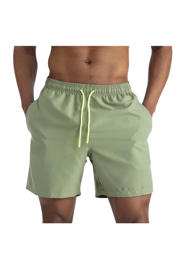 Men's Minimalist Drawstring Athletic Shorts Straight Style Elastic Waist Closure Lightweight for Active Daily Activities Green XXXXL