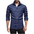 thumbnail image 1 of Mrmaere Men's Modern Long Sleeve Dress Shirt Clean Cut Design Smooth Fabric Business Casual Office Daily Occasions Navy XXL, 1 of 6