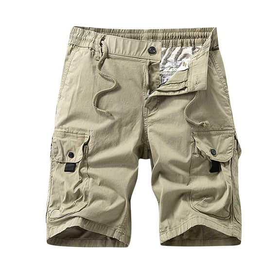 Mrmaere Men's Multi-Pack Cargo Casual Shorts Relaxed Button Closure Comfortable for Daily Casual Outings Khaki XXL