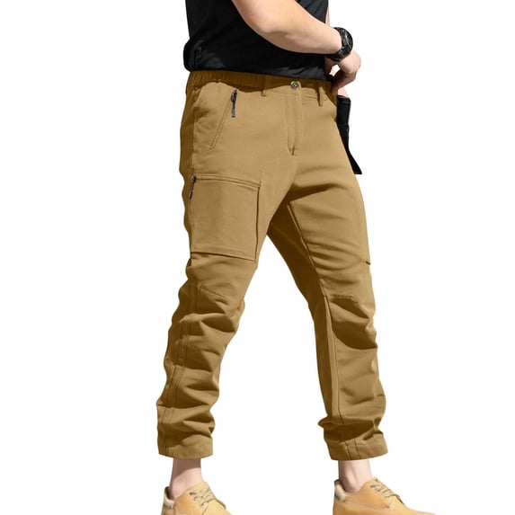 Mrmaere Men’s Multi Pocket Cargo Pants Long Leg Sturdy Fabric Functional Design Wear for Outdoor Missions Heavy-Duty Work Khaki XXXXXL