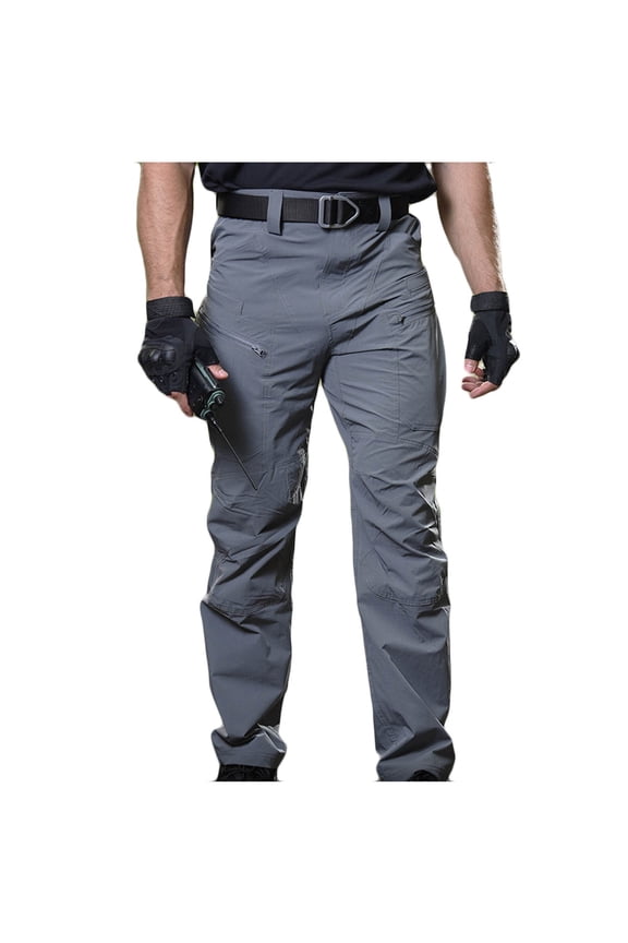 Men’s Multi Pocket Outdoor Pants Long Leg Sturdy Fabric Water-Resistant Design Wear for Hiking Outdoor Adventures Gray XXL