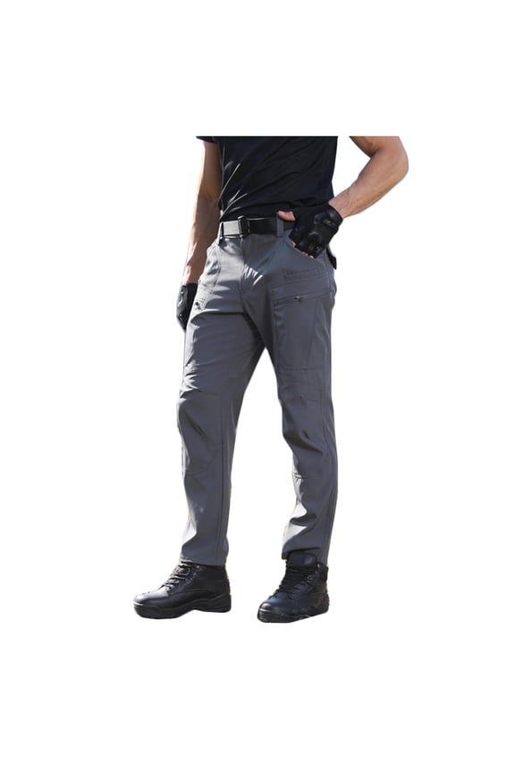 Men’s Multi Pocket Outdoor Pants Long Leg Water-Resistant Fabric Functional Design Wear for Hiking Adventures Gray S
