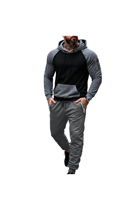 Men’s Outdoor Set Long Sleeve Reinforced Panels Multi Compartments Sturdy Fabric Protective Design Wear for Outdoor Activities Black L