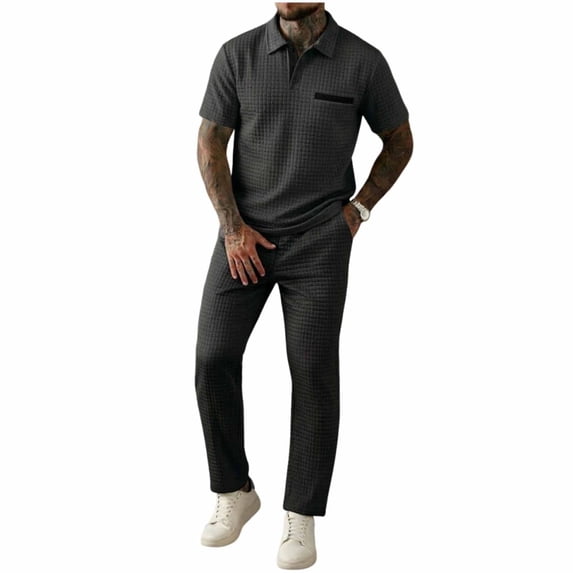 Mrmaere Men's Pants Suit Set Drawstring Waist Stylish Look For Modern Fashion Needs For Various Types Dark Gray XXXL