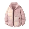 thumbnail image 1 of Mrmaere Men's Puffer Jacket Full-Zip Contrast Zipper Quilted Warm Outerwear for Daily & Cold-Weather Pink XXXL, 1 of 4