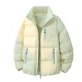 thumbnail image 1 of Mrmaere Men's Puffer Jacket Full-Zip Contrast Zipper Quilted Warm Outerwear for Daily & Cold-Weather Yellow XXL, 1 of 4