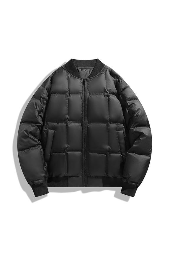 Men's Puffer Jacket Quilted Multi-Color Warm Outerwear for Daily & Casual Wear Black L