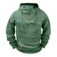 thumbnail image 1 of Mrmaere Men's Quarter Zip Hoodie Rugged Contrast Zipper Pockets Heavy Duty Fabric Sweatshirt for Hiking Camping Outdoor Activities Green L, 1 of 5