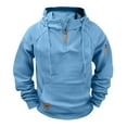 thumbnail image 1 of Mrmaere Men's Quarter Zip Hoodie Rugged Contrast Zipper Pockets Heavy Duty Fabric Sweatshirt for Hiking Camping Outdoor Activities Sky Blue XXL, 1 of 5