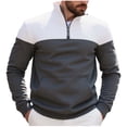 thumbnail image 1 of Mrmaere Men's Quarter Zip Mock Neck Sweatshirt Color Block Quilted Panel Warm Fabric Top for Casual Outings Daily Wear Weekend Relaxation Dark Gray XXL, 1 of 9