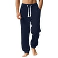 thumbnail image 1 of Mrmaere Men's Quilted Jogger Pants Drawstring Waist Tassel Detail Soft Textured Fabric Comfortable Casual Daily Outfits Navy XL, 1 of 5