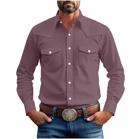 Mrmaere Men's Relaxed Sleeve Shirt Chest Pocket Detail Durable Material Water-Resistant Design Outdoor Activities Work Tasks Daily Commute Purple L