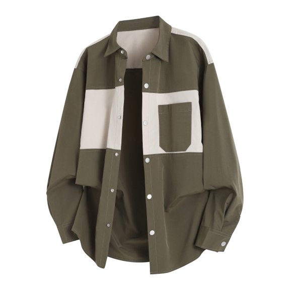 Mrmaere Men's Relaxed Sleeve Shirt Multiple Pocket Layout Durable Material Outdoor Activities Work Tasks Army Green L