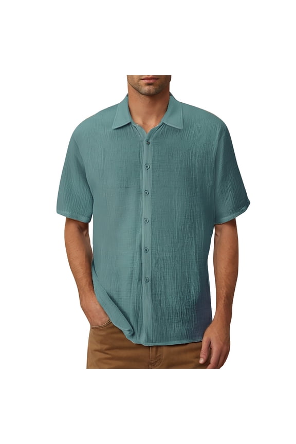Men's Short Sleeve Corduroy Shirt Spread Collar Full Placket Sturdy Fabric Stylish Casual Work Outdoor Wear Green XXXXXL