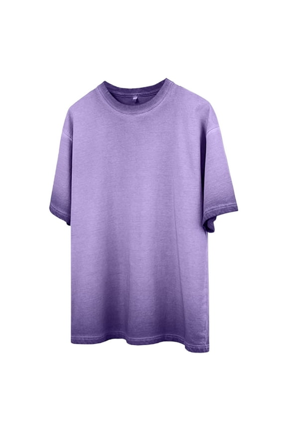 Men's Short Sleeve Crew Neck Tee Pull-On Design Classic Fabric Durable Comfortable Versatile Casual Everyday Top Purple L