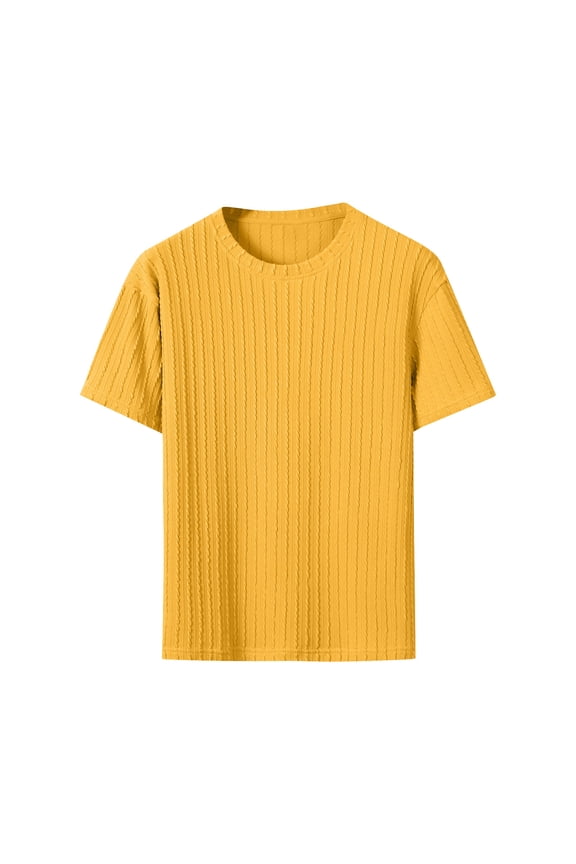 Men's Short Sleeve Crew Neck Tee Pull-On Design Classic Fabric Durable Versatile Casual Everyday Wear Yellow M
