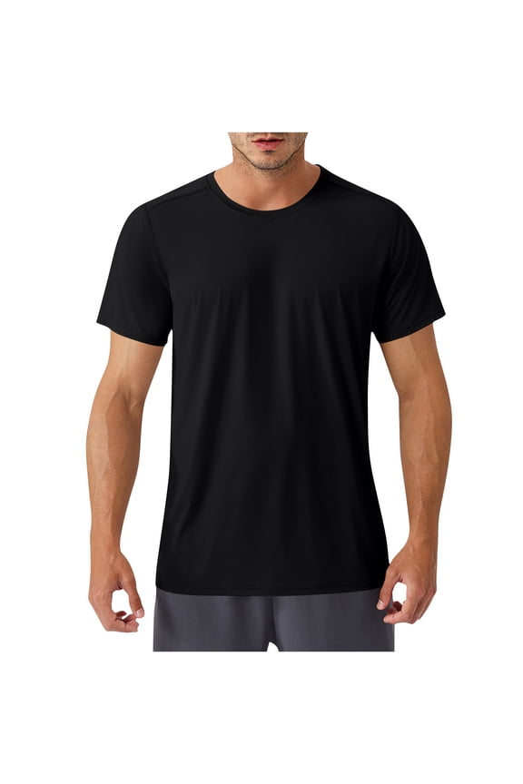 Men's Short Sleeve Crew Neck Tee Pull-On Design Soft Fabric Breathable Durable Casual Daily Everyday Wear Black S